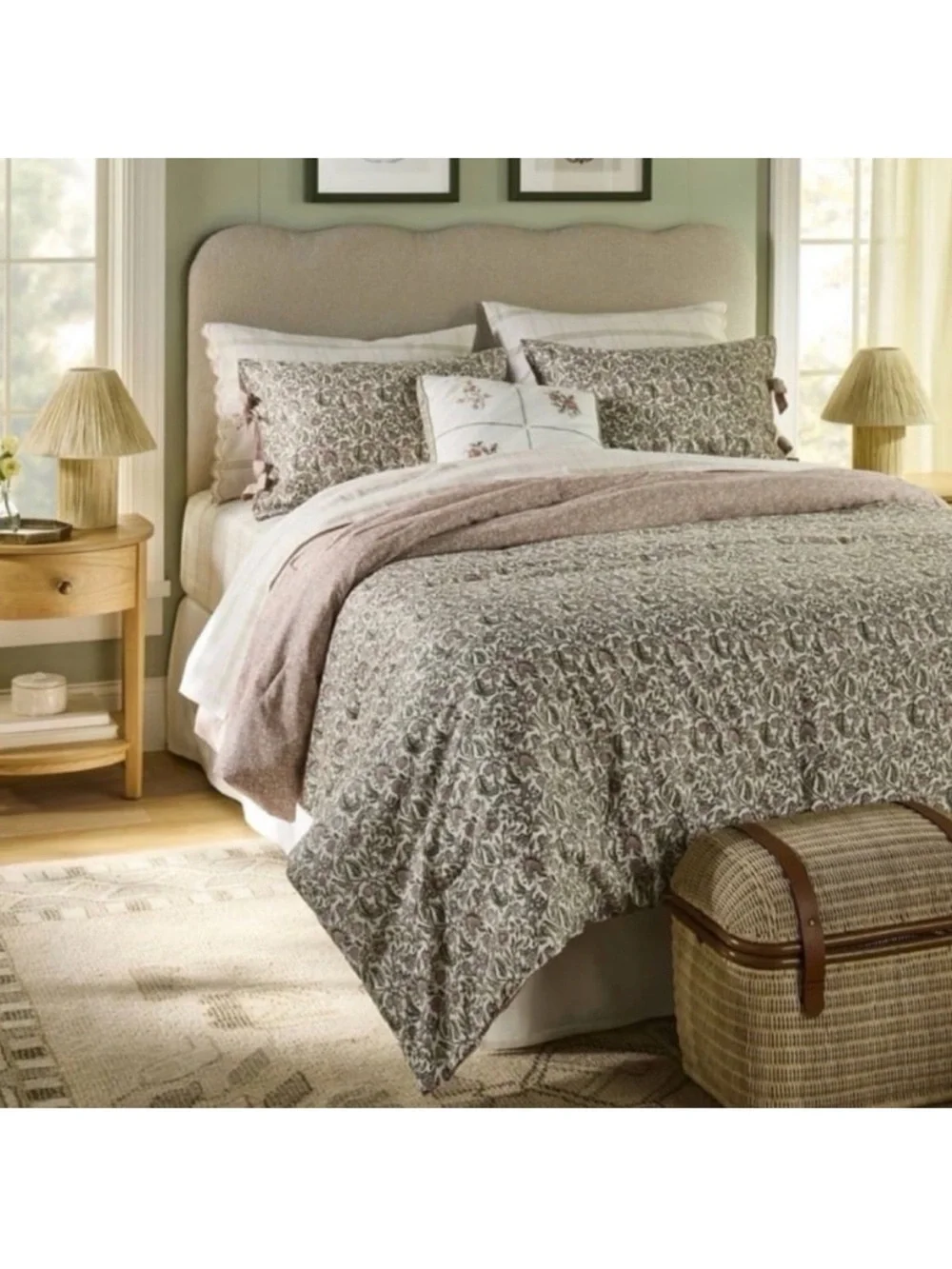 Threshold Taupe and Cream Floral Comforter Set